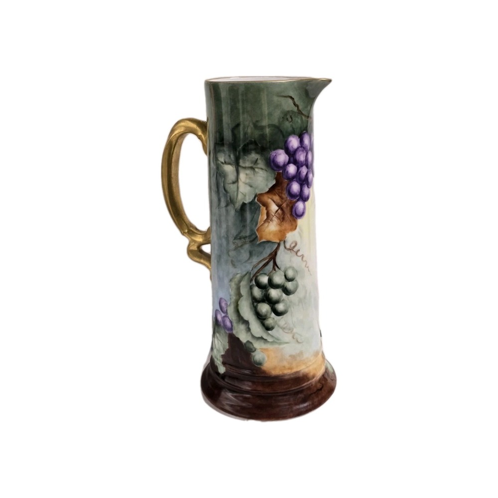 Antique Royal Bavaria Porcelain Pitcher Hand‎ Painted Floral Grapes